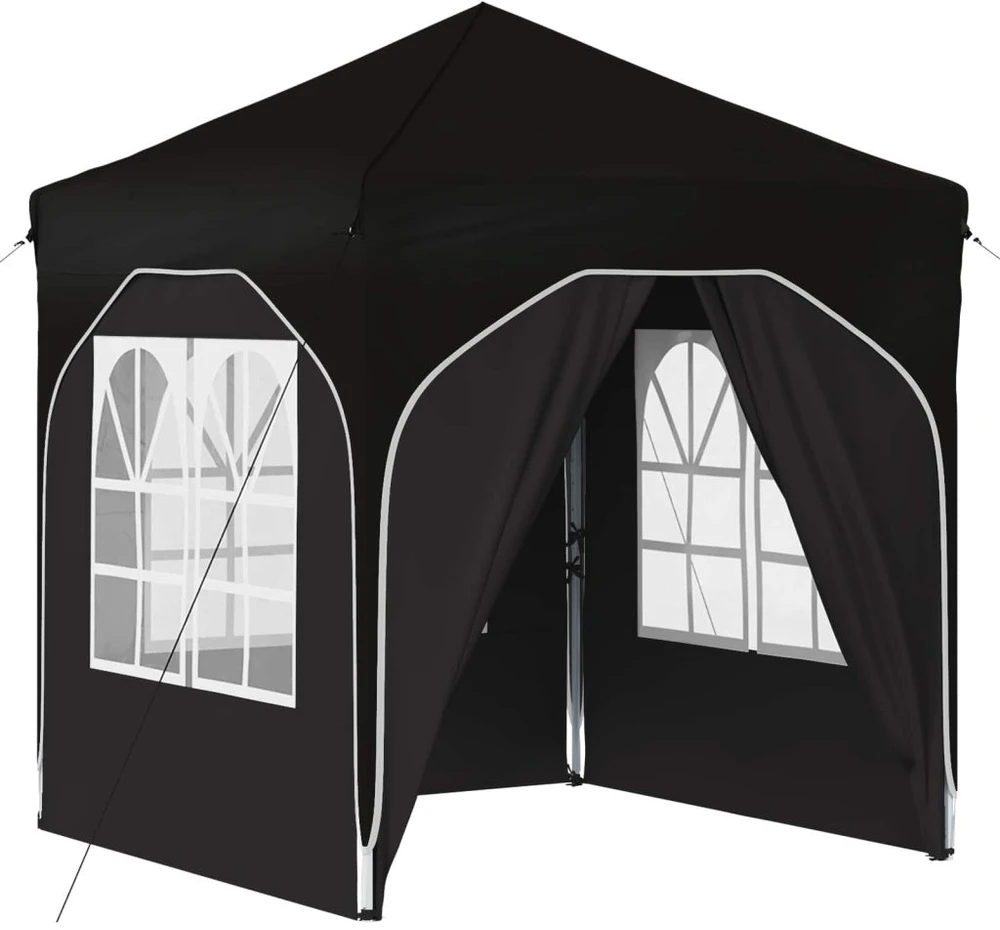 Pop-up šventinis palapinė 192 x 192 x 245 cm Juoda