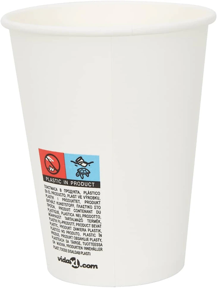 Popieriniai kavos puodeliai, 1000 vnt., 12 uncijų, 300 ml, balti