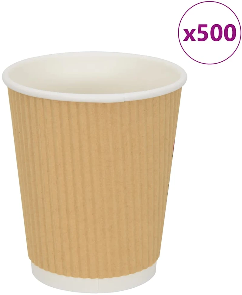 Popieriniai kavos puodeliai 500 vnt 8oz 200ml Ruda