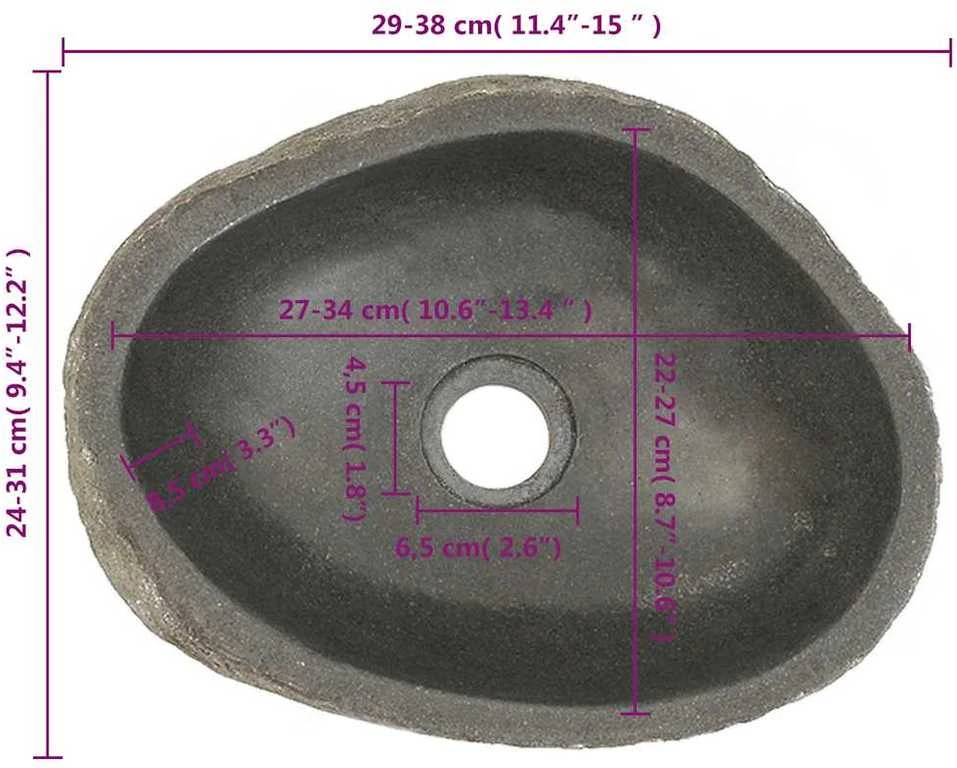 Praustuvas, (29-38)x(24-31)cm, upės akmuo, ovalo formos
