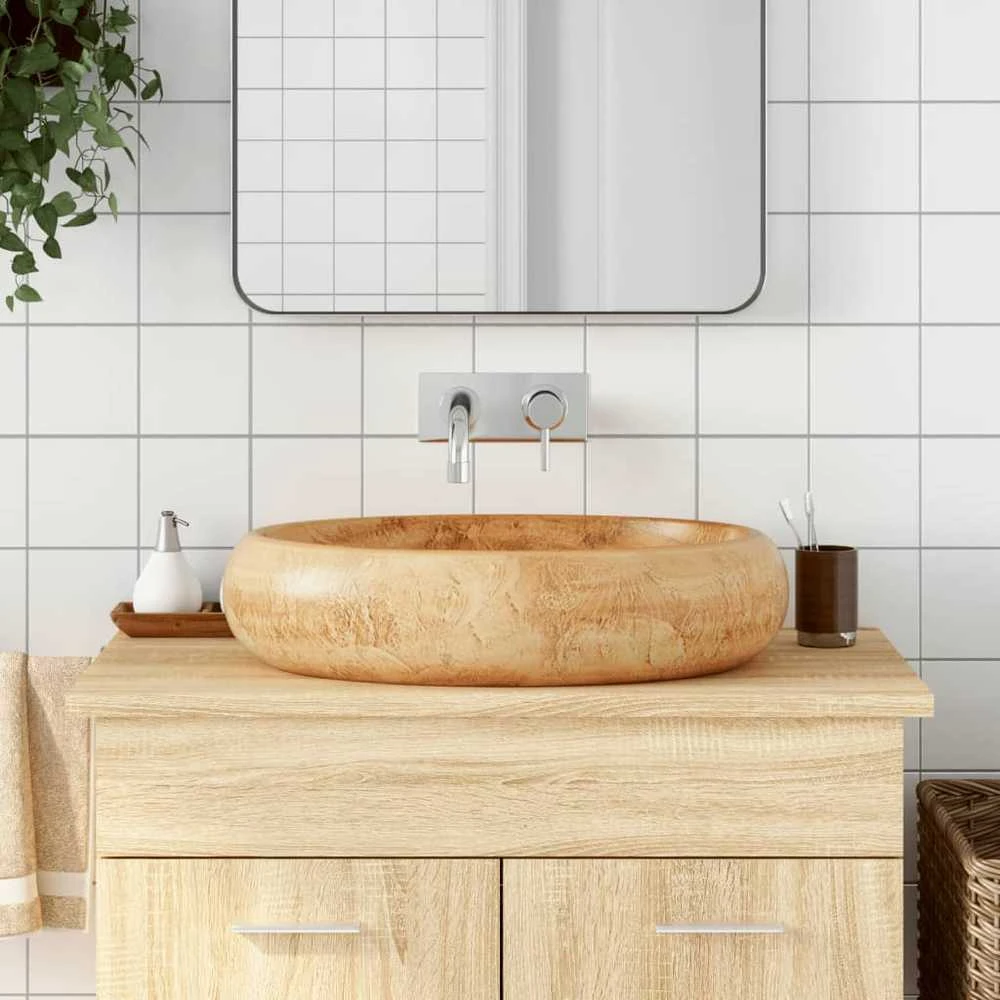 Praustuvas ant stalviršio, rudas, 59x40x15cm, keramika, ovalus