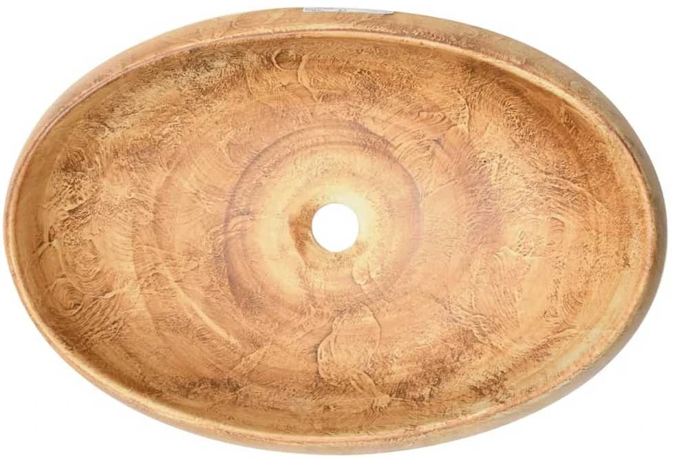 Praustuvas ant stalviršio, rudas, 59x40x15cm, keramika, ovalus