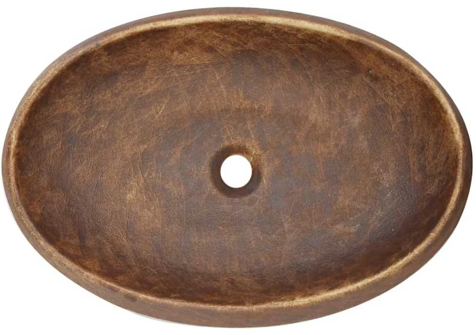 Praustuvas ant stalviršio, rudas, 59x40x15cm, keramika, ovalus