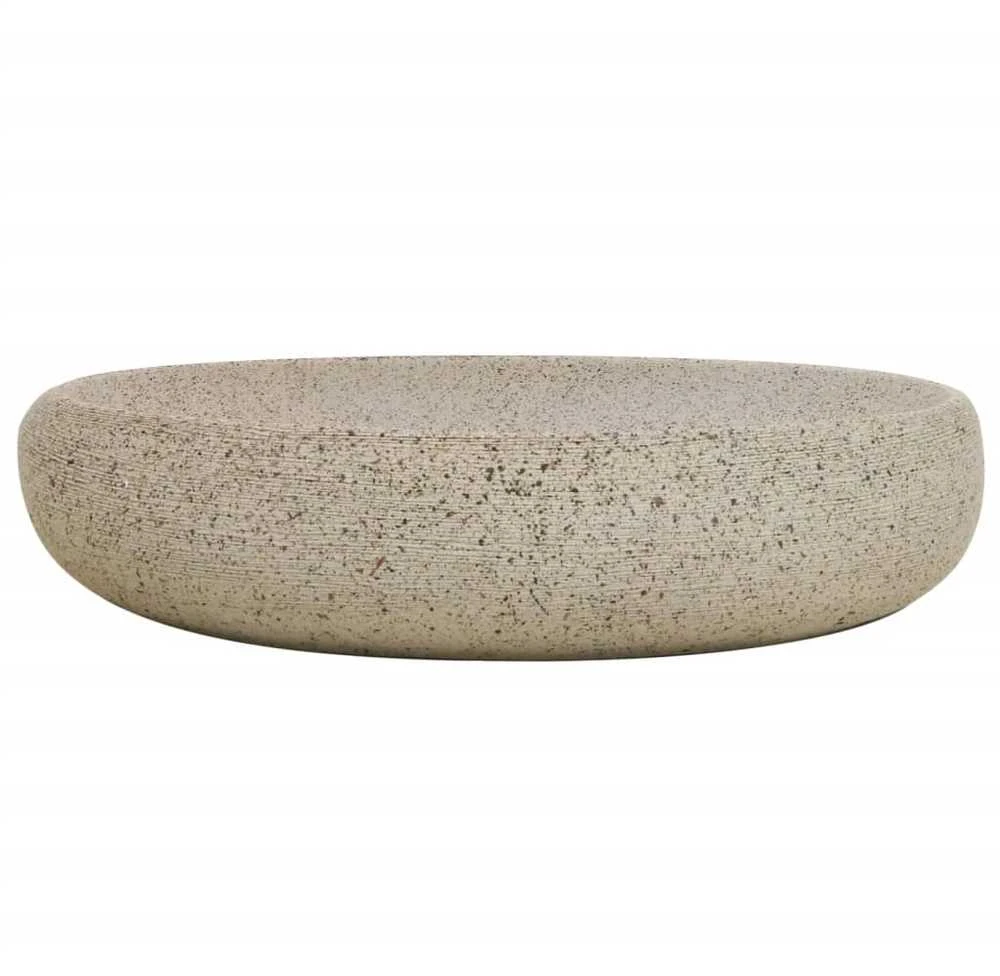 Praustuvas ant stalviršio, smėlio, 59x40x15cm, keramika, ovalus