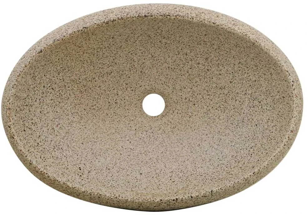 Praustuvas ant stalviršio, smėlio, 59x40x15cm, keramika, ovalus