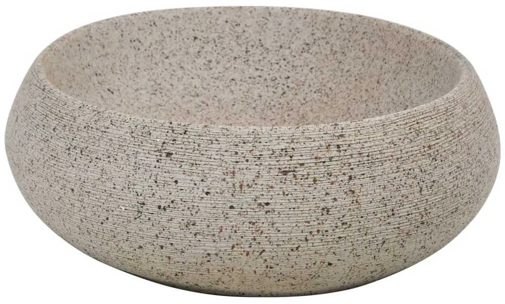 Praustuvas ant stalviršio, smėlio, 59x40x15cm, keramika, ovalus