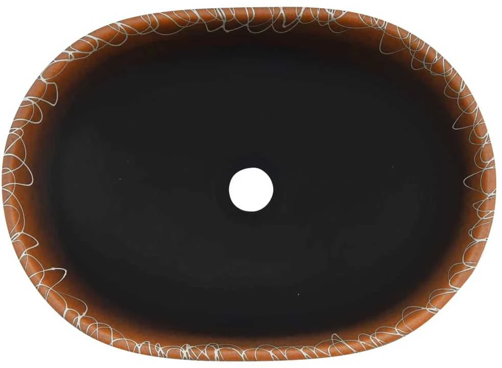 Praustuvas, juodas/oranžinis, 47x33x13cm, keramika