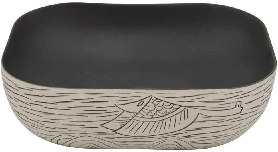 Praustuvas, pilkas ir juodas, 48x37,5x13,5cm, keramika