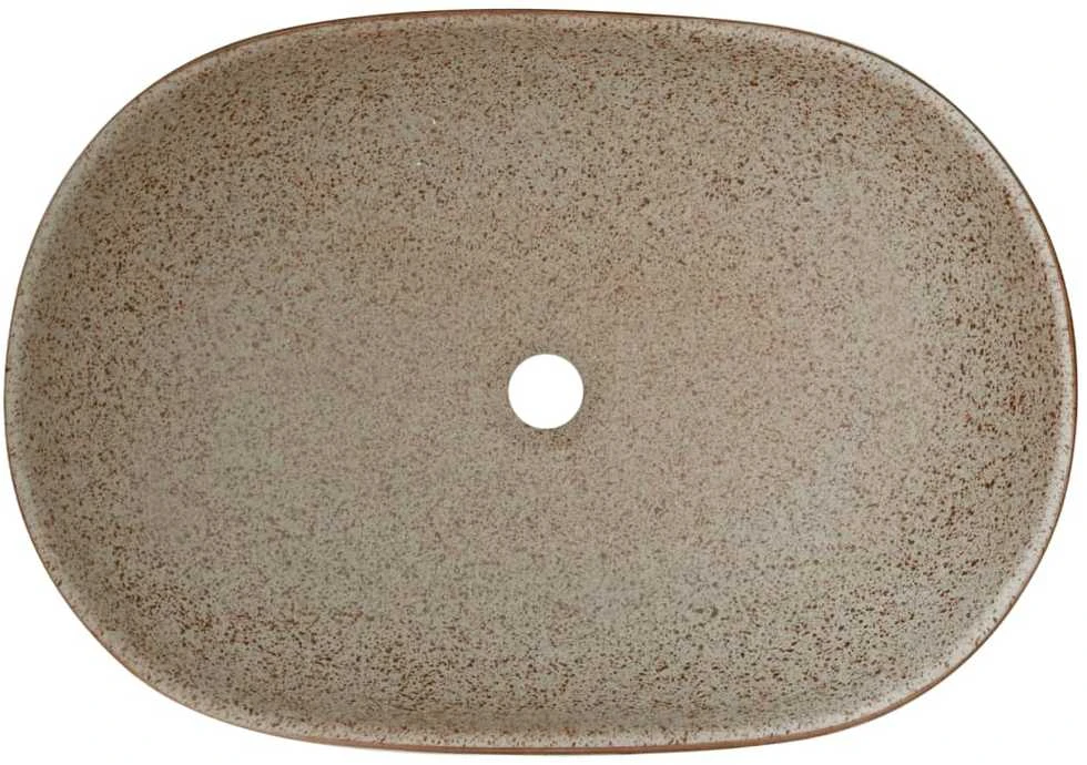 Praustuvas, smėlio ir rudas, 59x40x14cm, keramika, ovalus