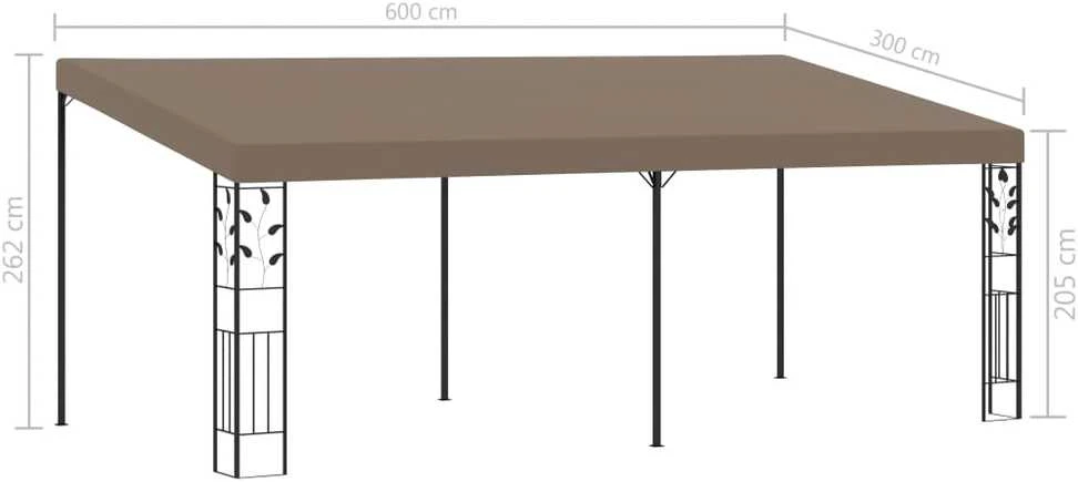 Prie sienos montuojama pavėsinė, taupe spalvos, 6x3x2,5m