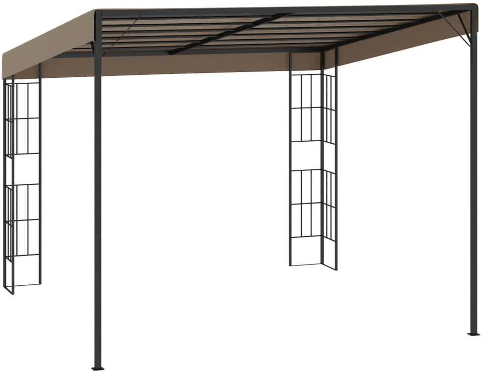 Prie sienos montuojama pavėsinė, taupe spalvos, 3x3m, audinys