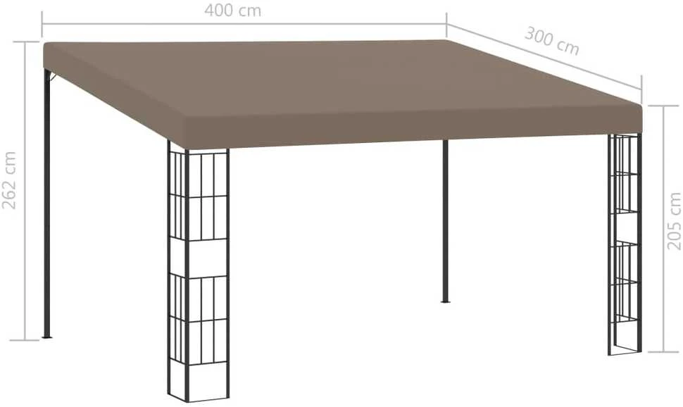 Prie sienos montuojama pavėsinė, taupe spalvos, 4x3m, audinys