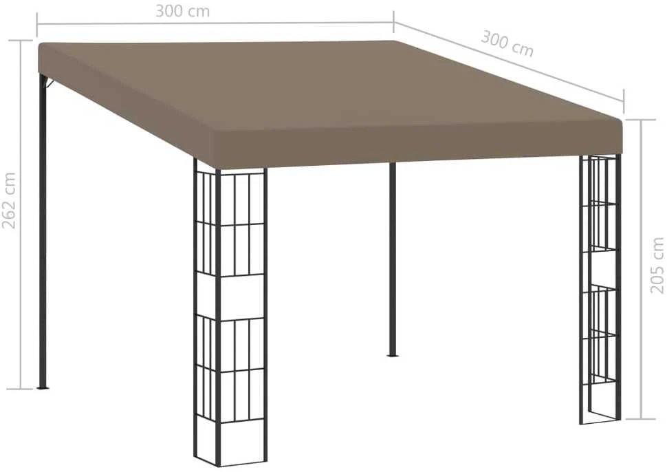 Prie sienos montuojama pavėsinė, taupe spalvos, 3x3m, audinys