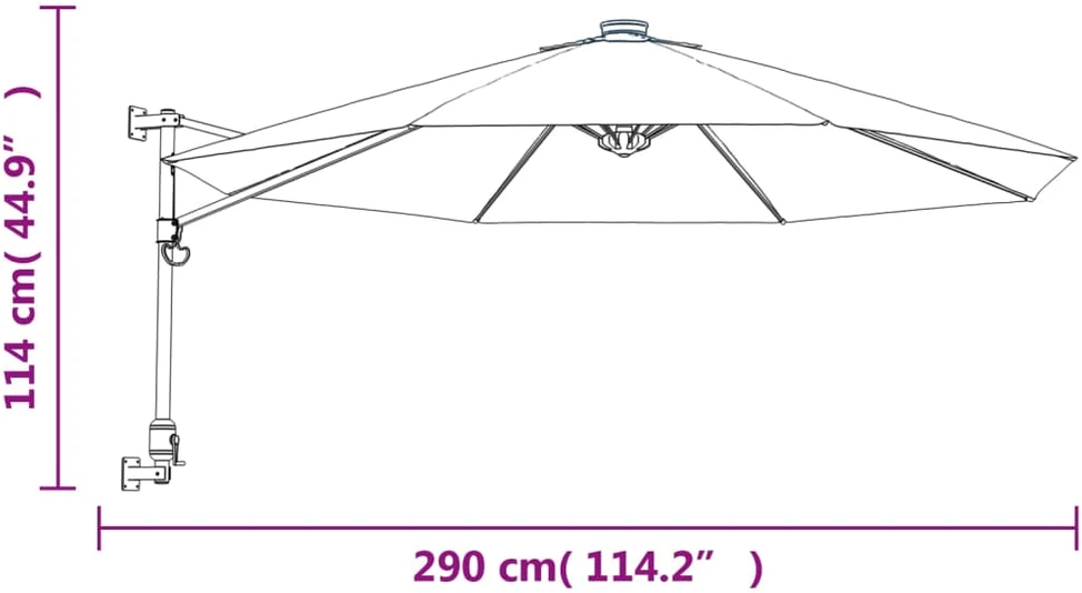 Prie sienos montuojamas skėtis, ryškiai raudonas, 290cm