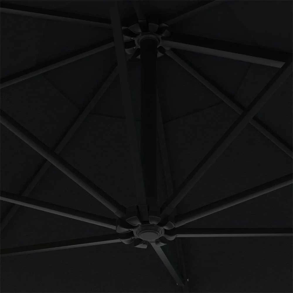 Prie sienos montuojamas sodo skėtis su LED, juodas, 300cm