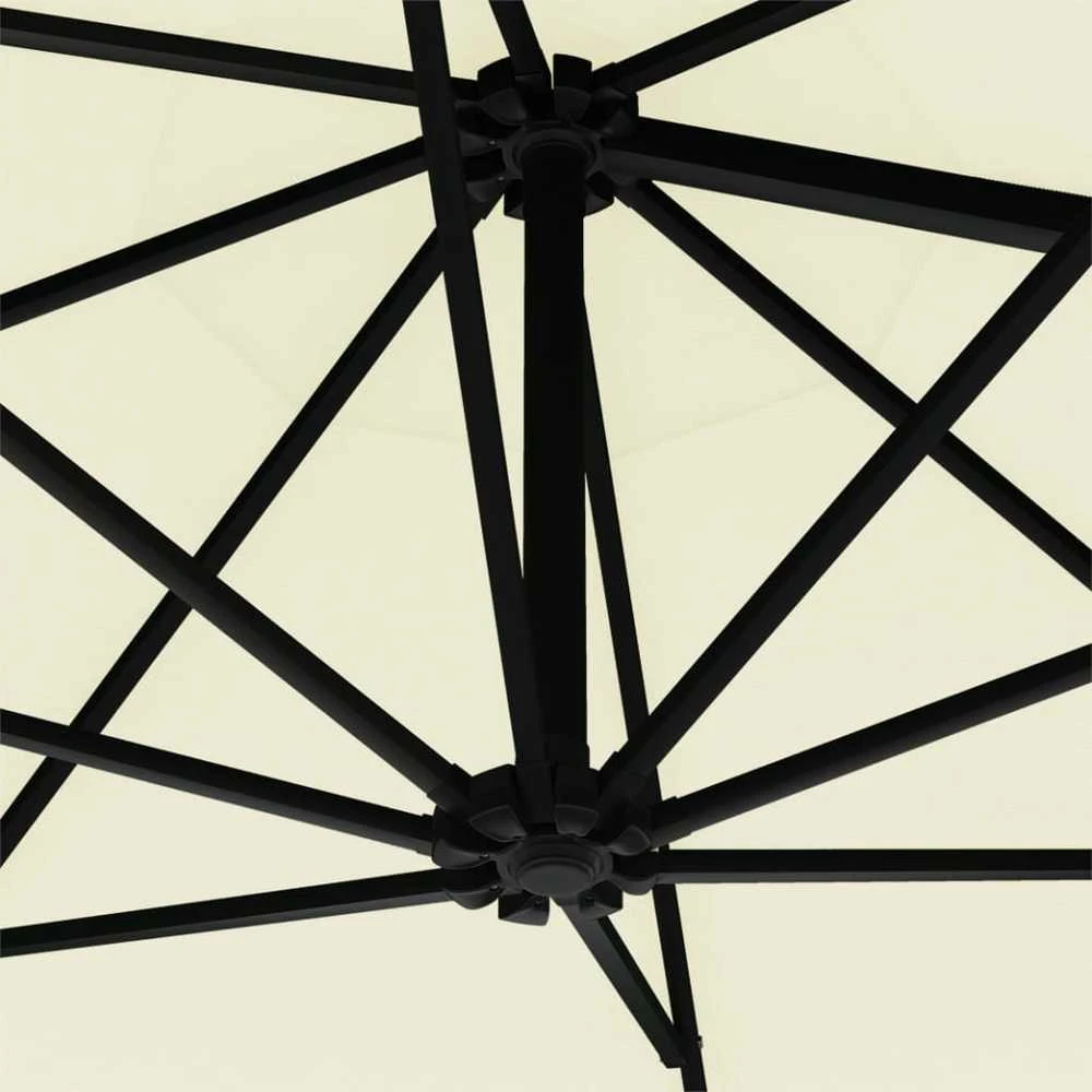 Prie sienos montuojamas sodo skėtis su LED, smėlio, 300cm