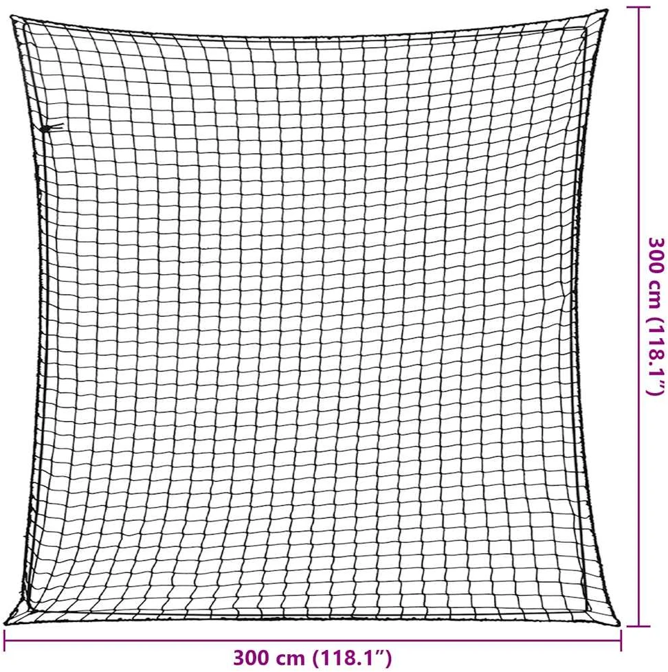 Priekabos tinklas su elastine virve, juodas, 3x3m, PP