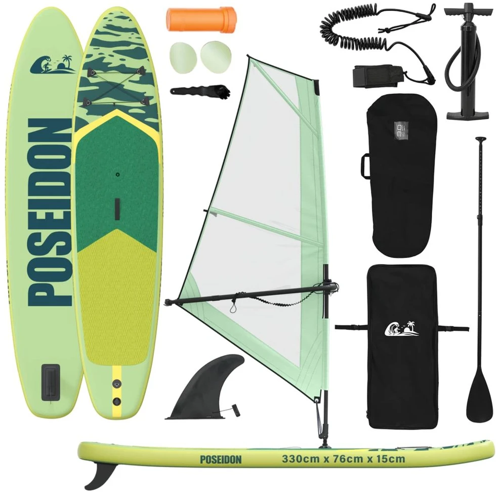 Pripučiamas SUP lenta su burės POSEIDON 330 x 76 x 15 cm Žalia