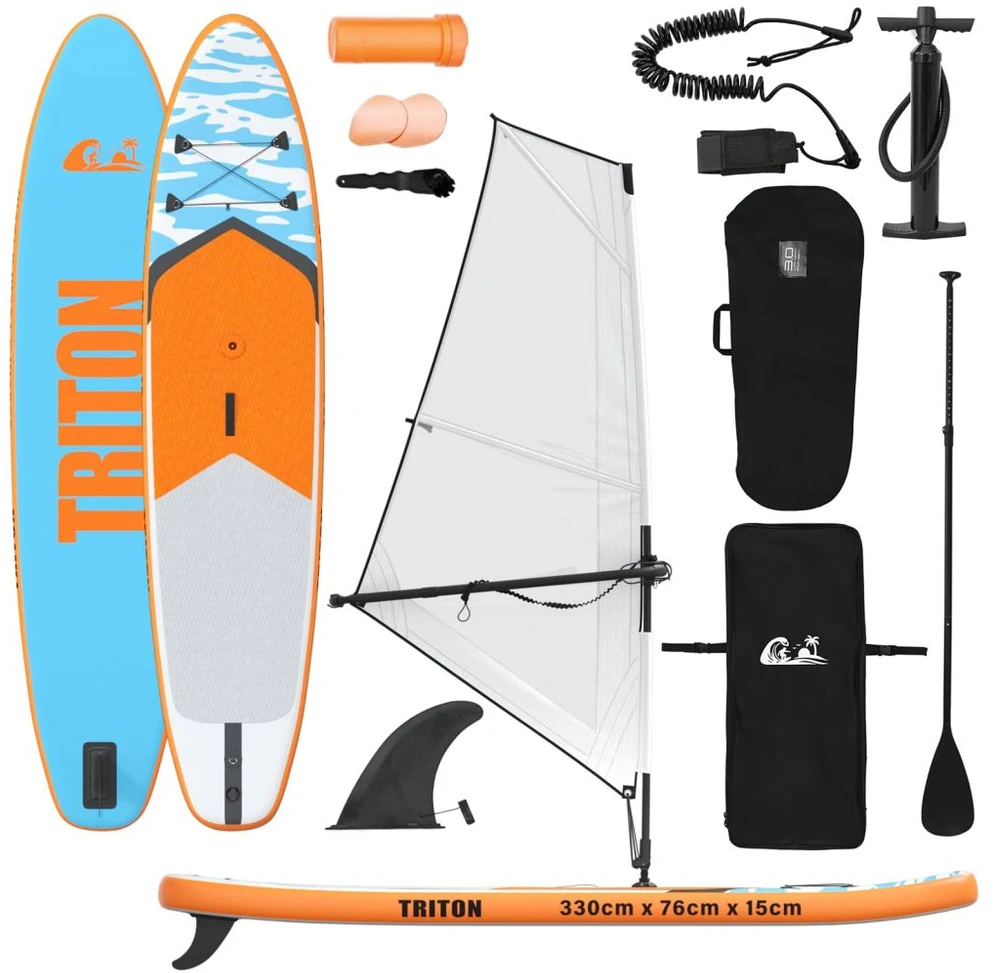 Pripučiamas SUP lenta su burės TRITON 330 x 76 x 15 cm Mėlyna