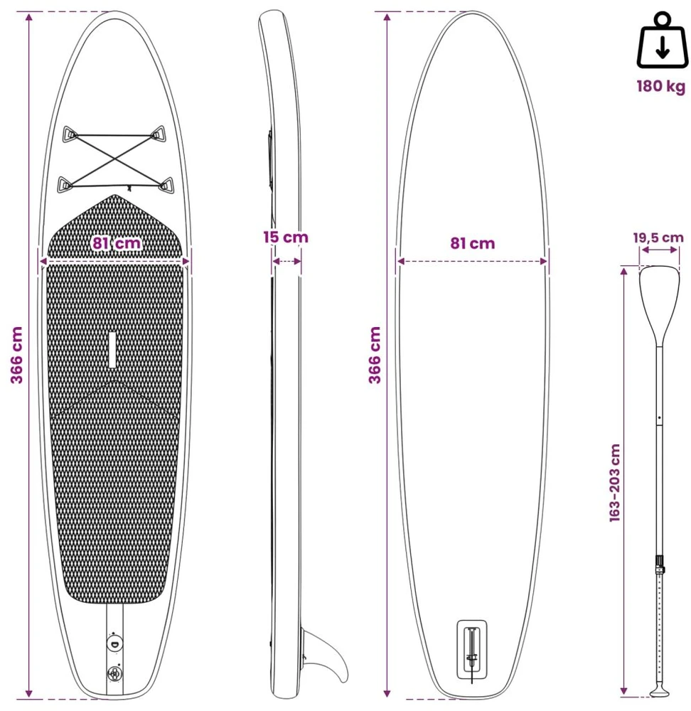Inflatable Stand Up Paddle Board SCYLLA 366 x 81 x 15 cm Mėlyna