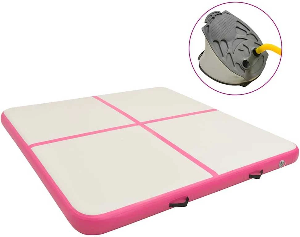 Pripučiamas gimnastikos kilimėlis, rožinis, 200x200x20cm, PVC