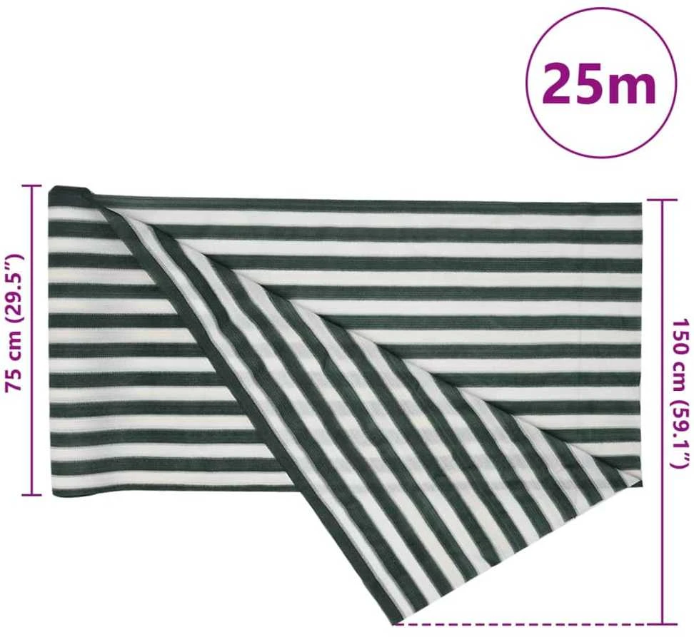 Privatumo suteikiantis tinklelis, žalias/baltas, 1,5x25m, HDPE