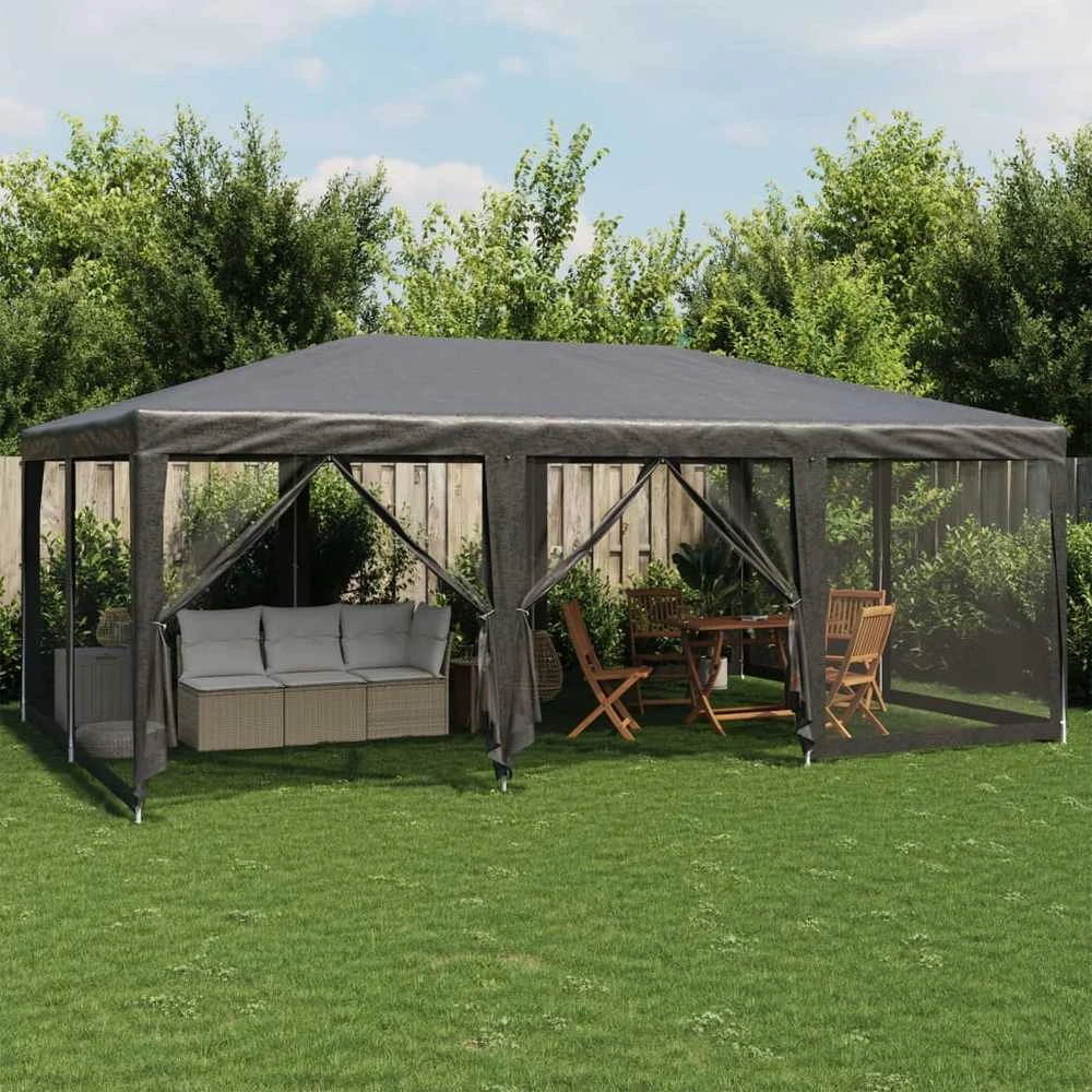 Proginė palapinė su 10 sienomis, antracito, 6x4m, HDPE