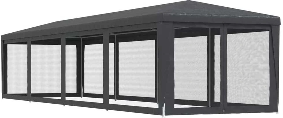 Proginė palapinė su 10 tinklinių sienų, antracito, 3x12m, HDPE