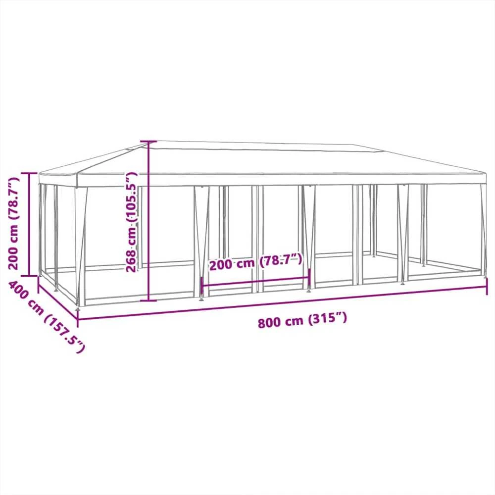 Proginė palapinė su 12 sienomis, antracito, 8x4m, HDPE