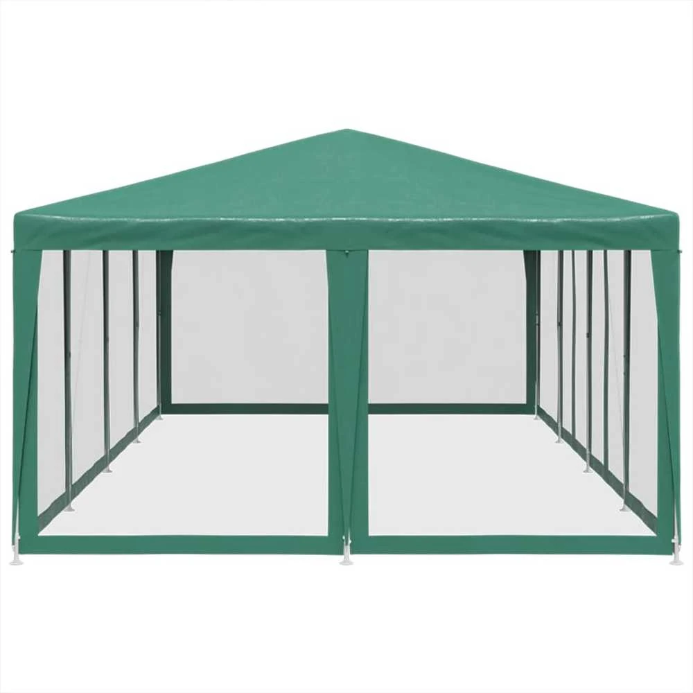 Proginė palapinė su 12 tinklinėmis sienomis, žalia, 8x4m, HDPE