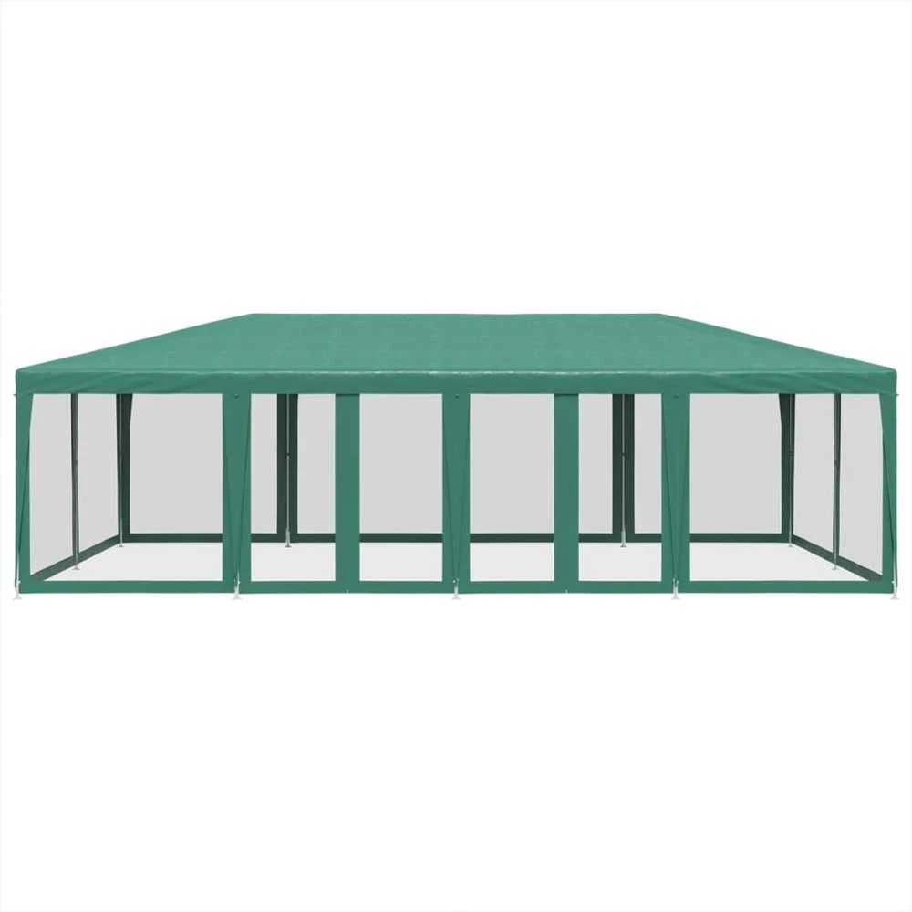 Proginė palapinė su 12 tinklinėmis sienomis, žalia, 8x4m, HDPE