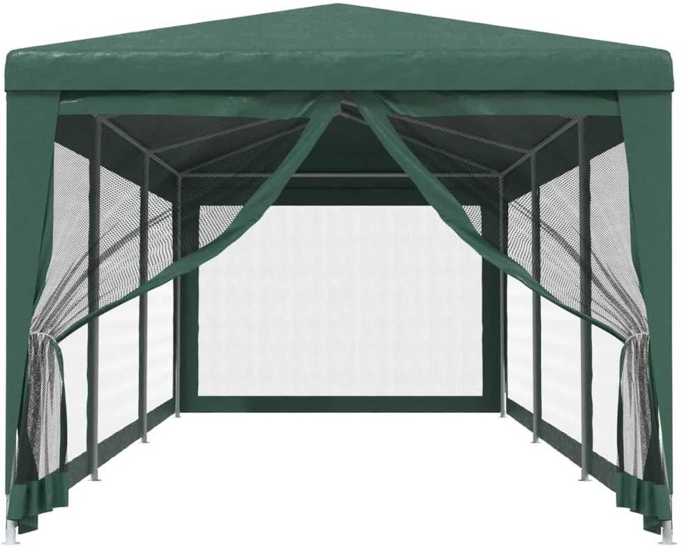 Proginė palapinė su 8 tinklinėmis sienomis, žalia, 3x9m, HDPE