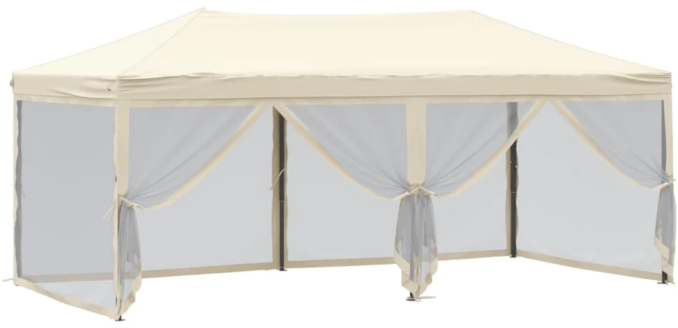 Proginė palapinė su šoninėmis sienomis, kreminė, 3x6m