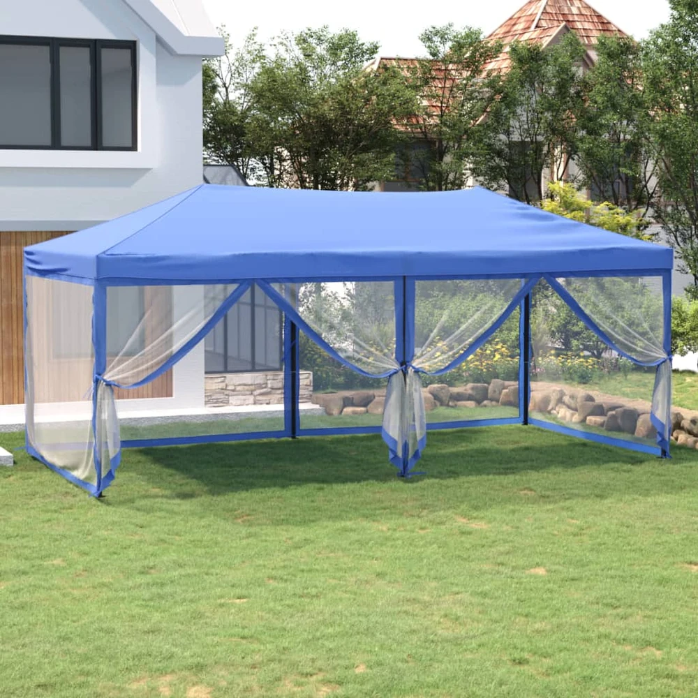 Proginė palapinė su šoninėmis sienomis, mėlyna, 3x6m