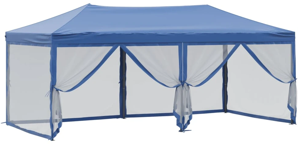 Proginė palapinė su šoninėmis sienomis, mėlyna, 3x6m