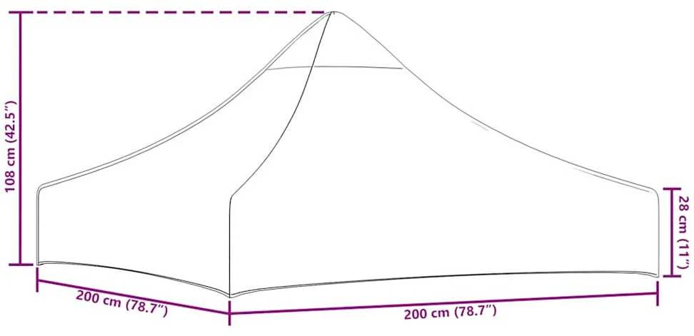 Proginės palapinės stogas, kreminės spalvos, 2x2m, 270 g/m²
