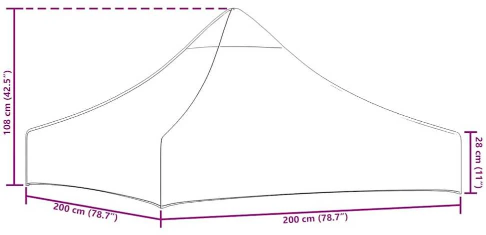 Proginės palapinės stogas, oranžinės spalvos, 2x2m, 270 g/m²