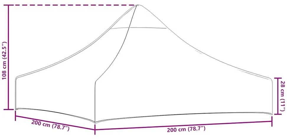 Proginės palapinės stogas, rudos spalvos, 2x2m, 270 g/m²