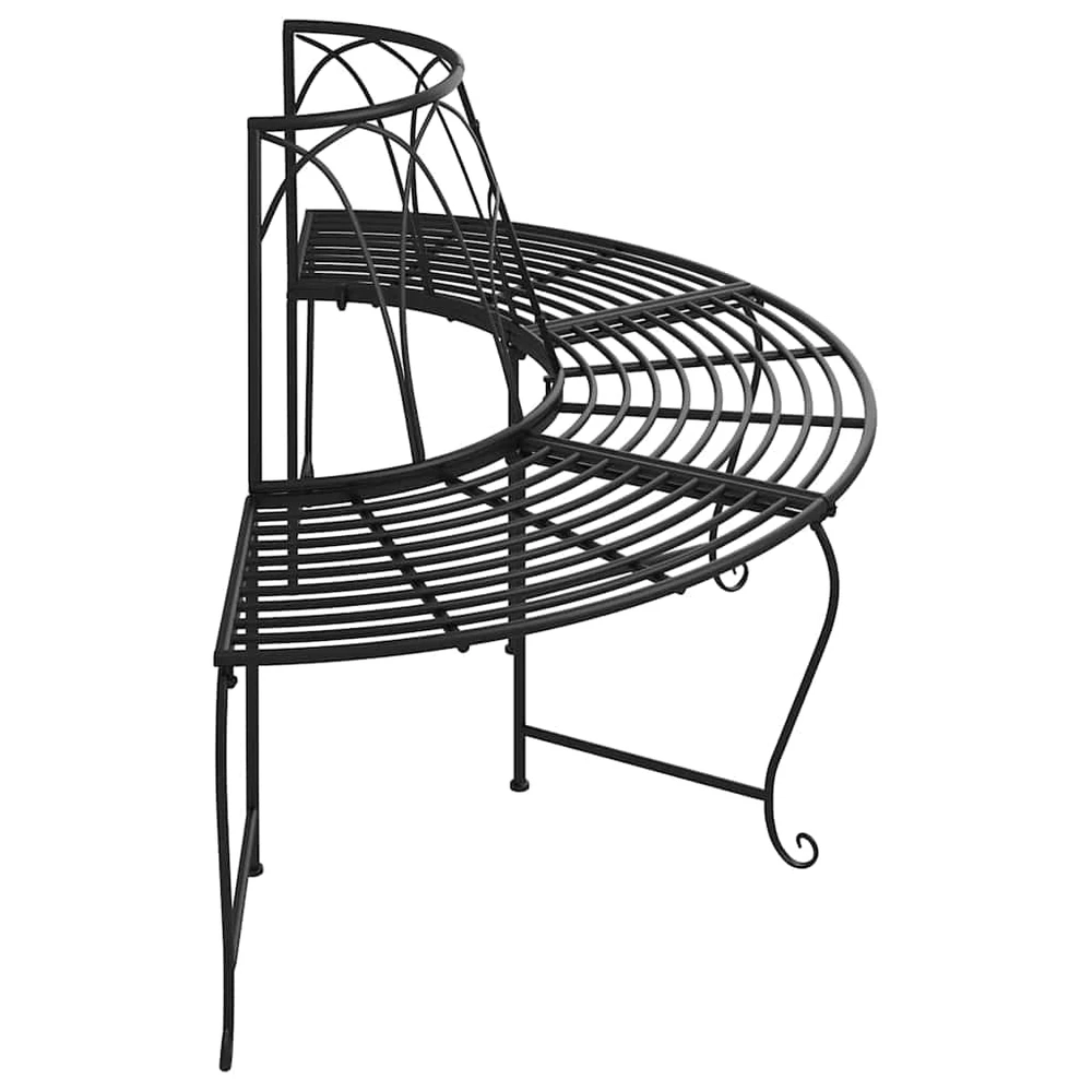 Pusapvaliai suoliukai aplink medį, 2vnt., juodi, 159cm, plienas