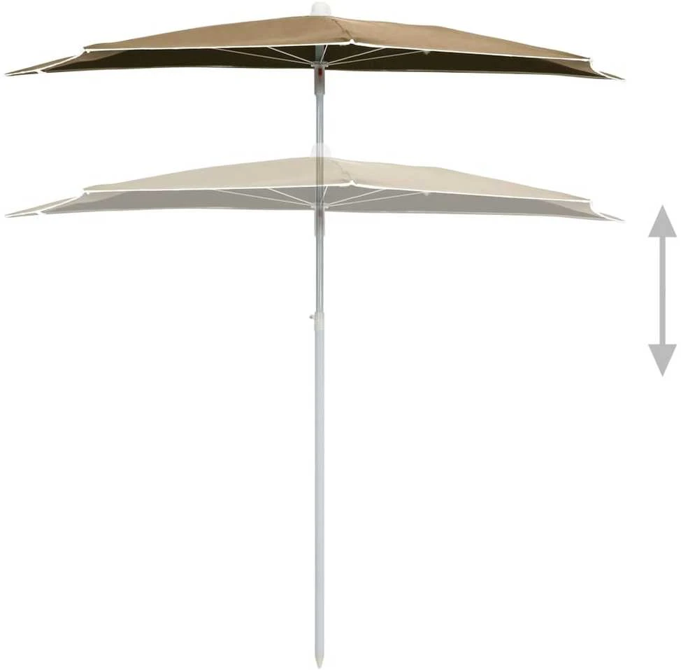 Pusapvalis sodo skėtis su stulpu, taupe spalvos, 180x90cm