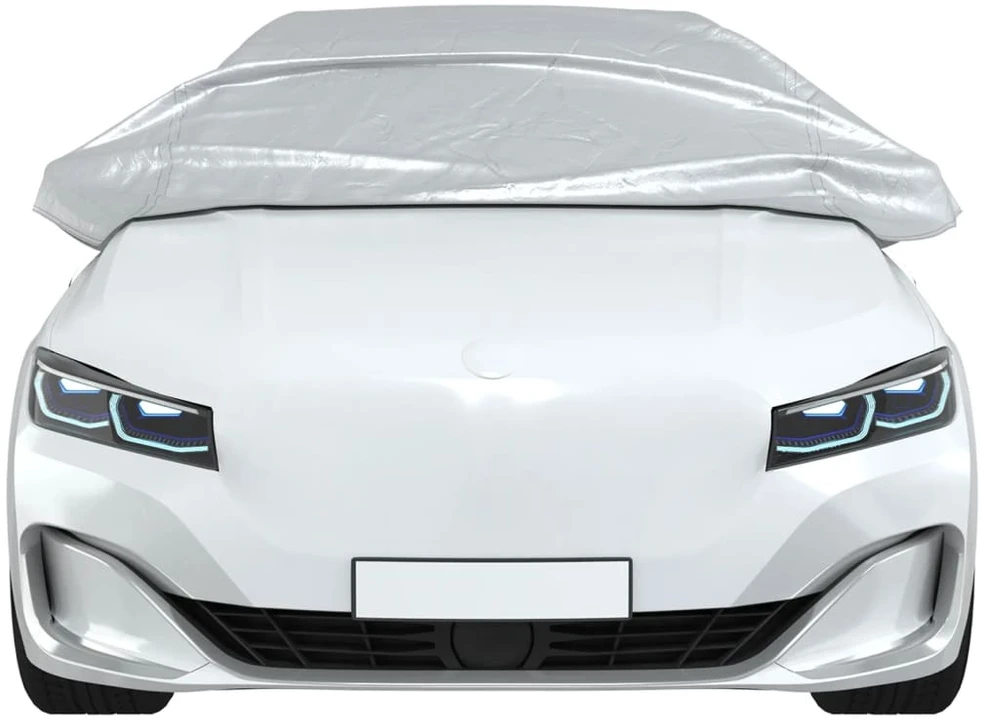 Pusės automobilio uždangalas su kabliukais, sidabrinis, XL