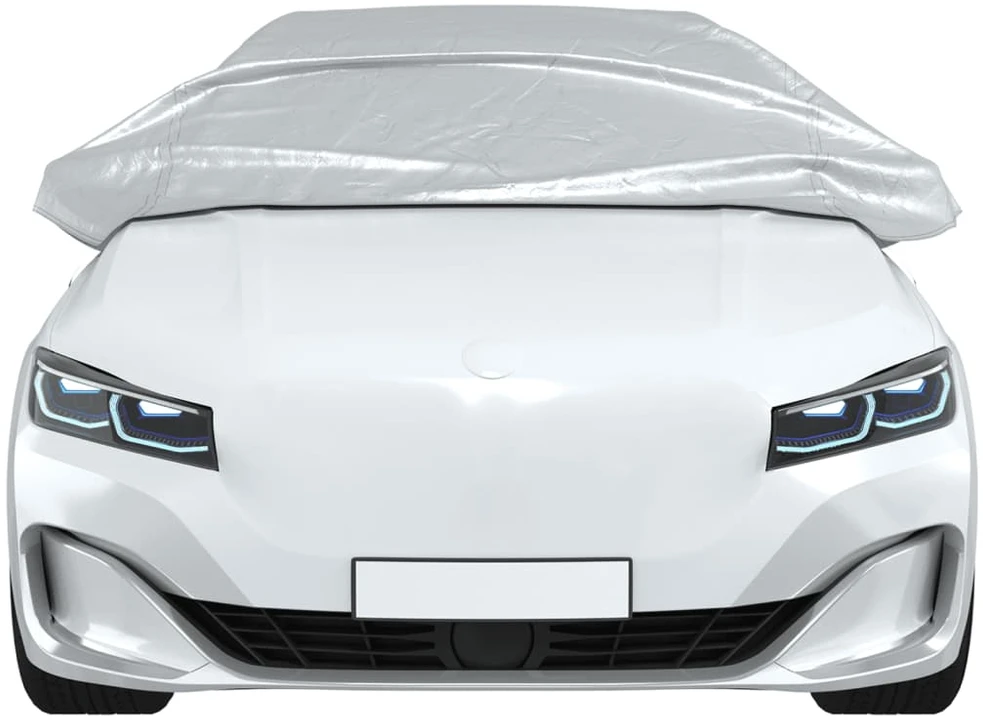Pusės automobilio uždangalas su kabliukais, sidabrinis, M, PEVA