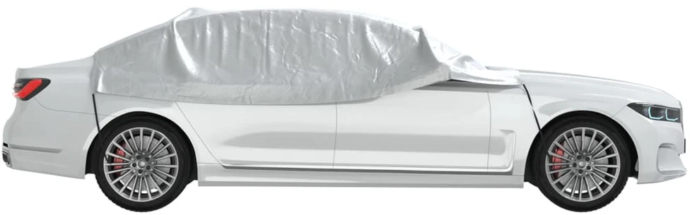 Pusės automobilio uždangalas su kabliukais, sidabrinis, XL