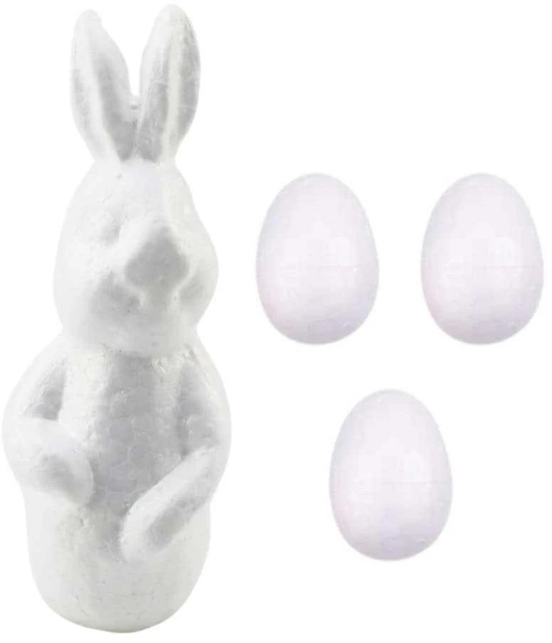 Lean Toys Putplasčio Velykų dekoravimo rinkinys kiškutis ir 3 kiaušiniai