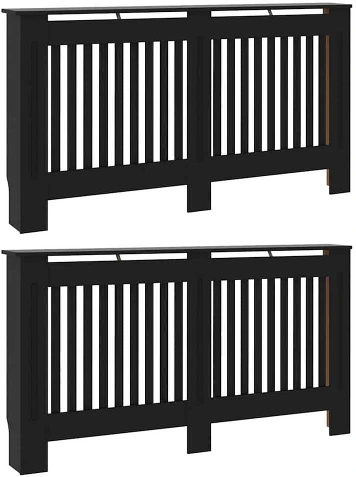 Radiatoriaus dangtis 2 pcs Juoda 152x19x81,5cm Apdirbta mediena 3403232