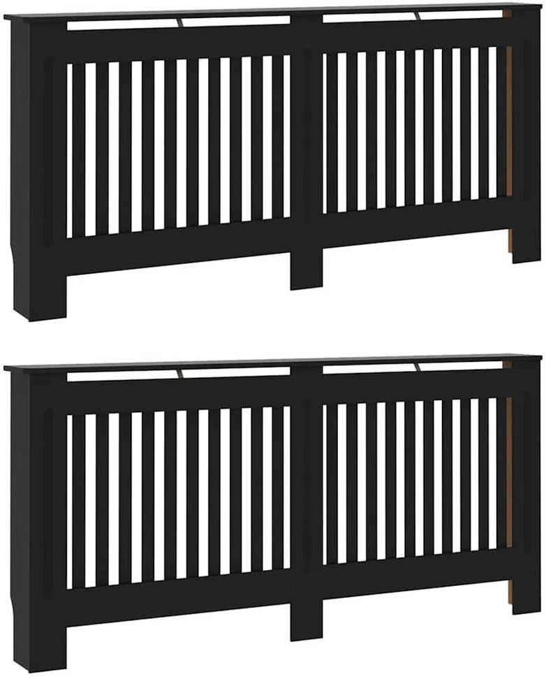 Radiatoriaus dangtis 2 pcs Juoda 172x19x81,5cm Apdirbta mediena 3403235
