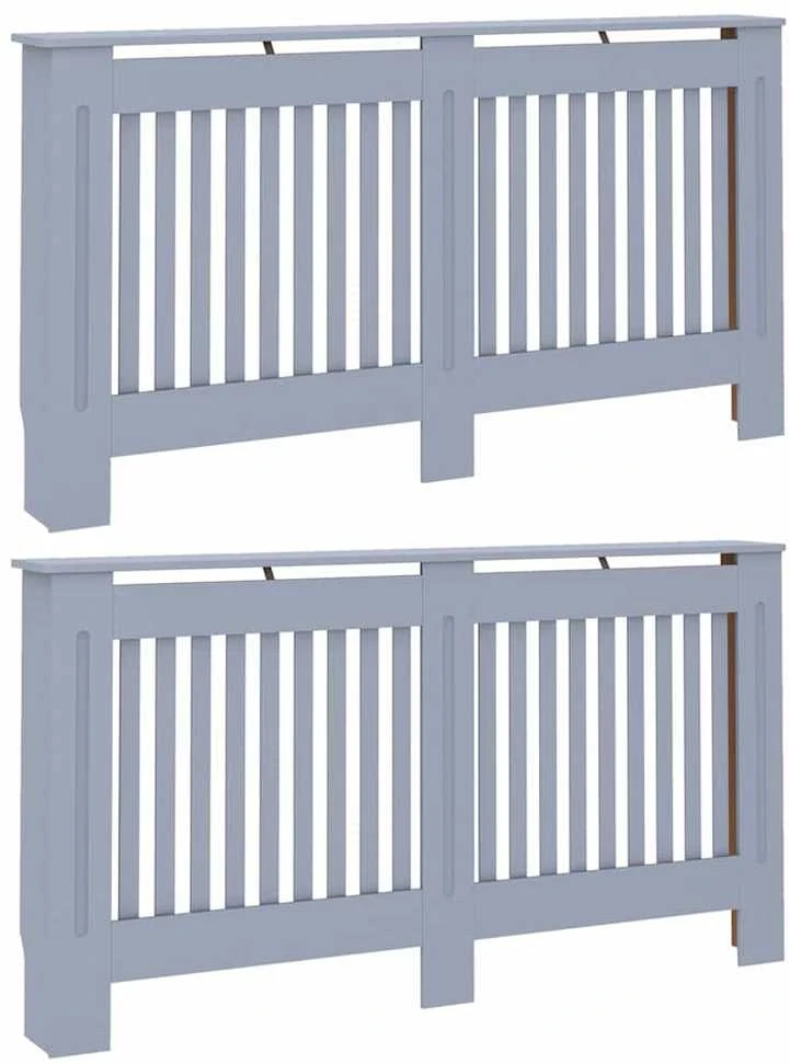 Radiatoriaus dangtis 2 pcs Pilka 152x19x81,5cm Apdirbta mediena 3403231