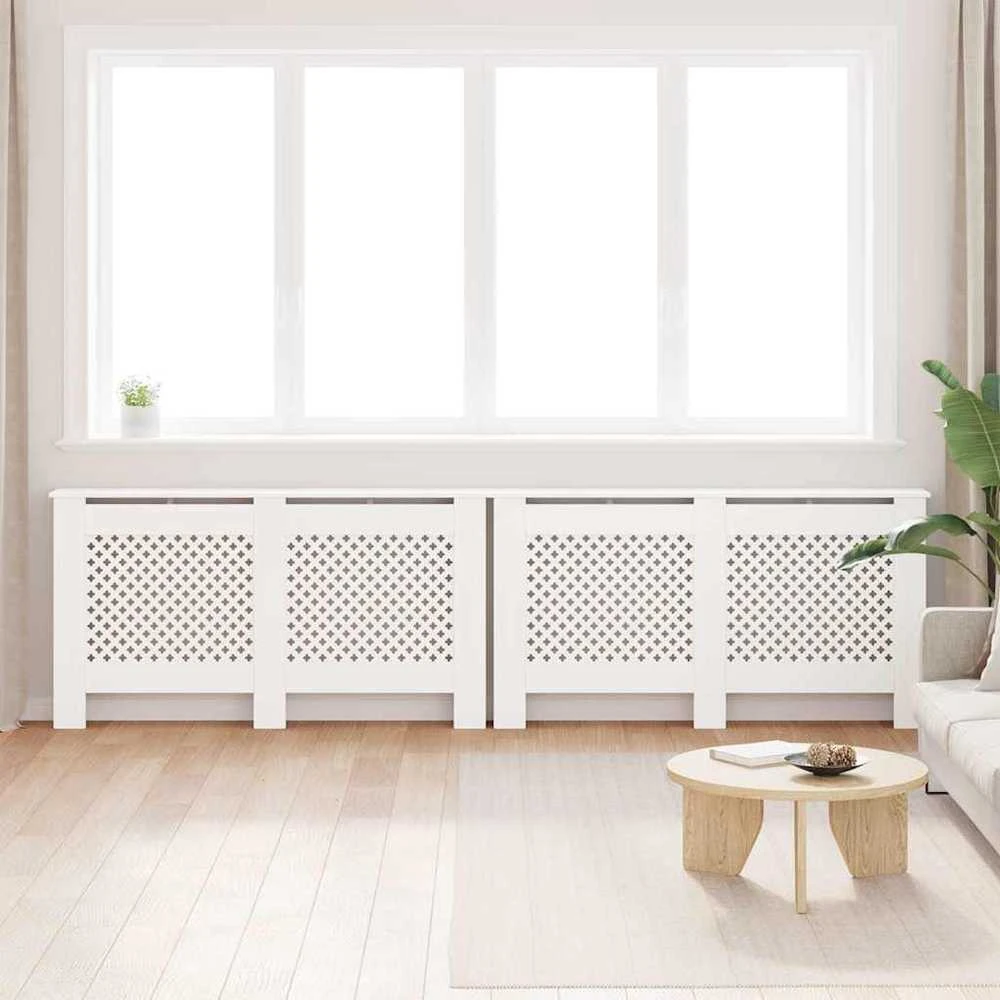 Radiatoriaus uždangalai, 2vnt., balti, 152x19x81,5cm, MDF