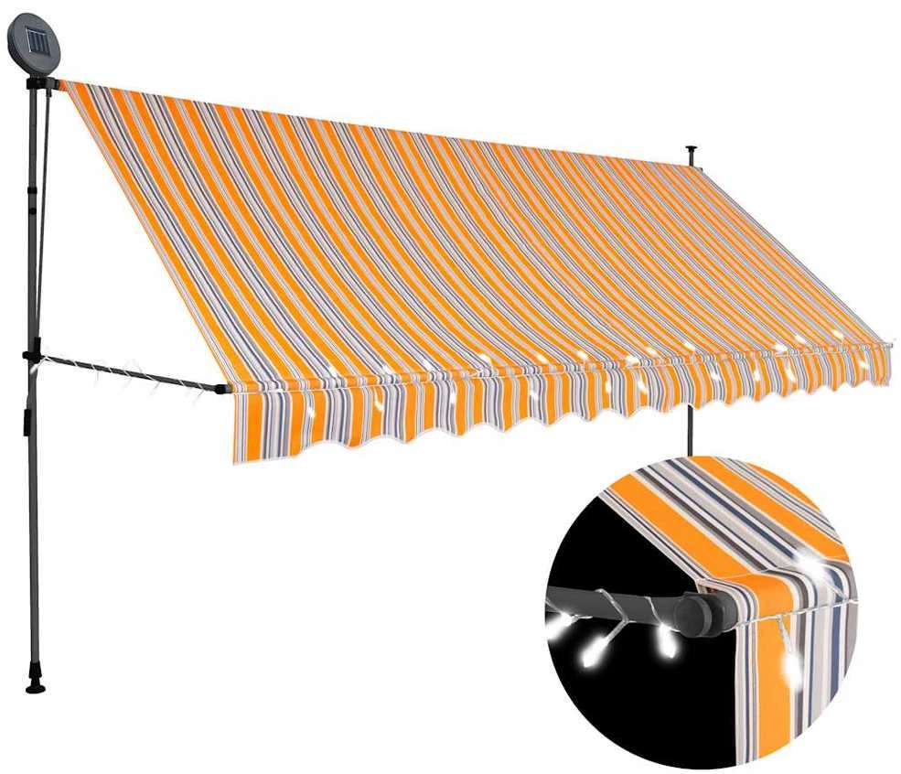 Rankinė ištraukiama markizė su LED, geltona ir mėlyna, 400cm