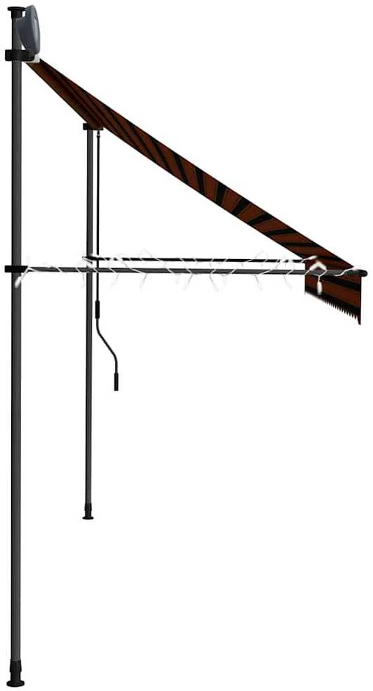 Rankinė ištraukiama markizė su LED, oranžinė ir ruda, 300cm